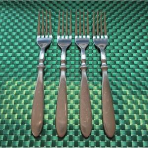 Cambridge TOWNHOUSE Dinner Forks Set Lot of 4 SATIN Stainless Bistro Style VTG